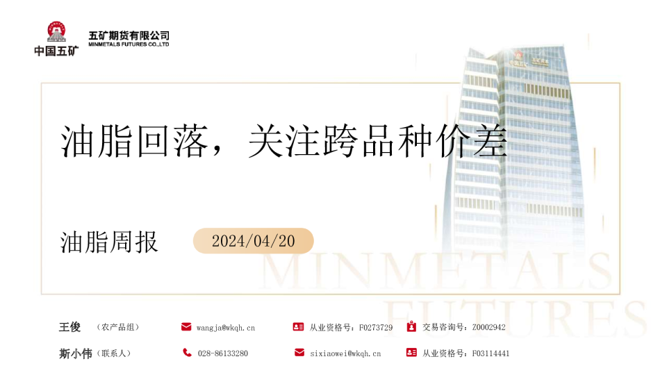 油脂回落，关注跨品种价差