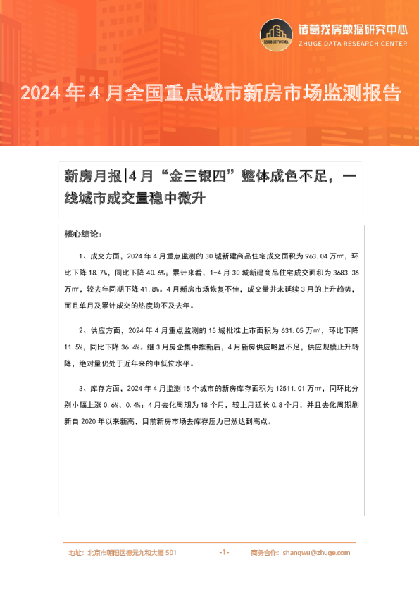 2024年4月全国新房市场月报