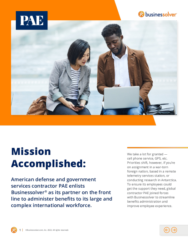 为全球承包商(PAE) 完成的任务