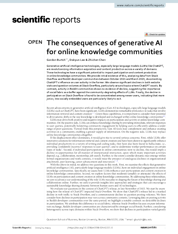 脱胎换骨 AI 对在线知情人区的影响