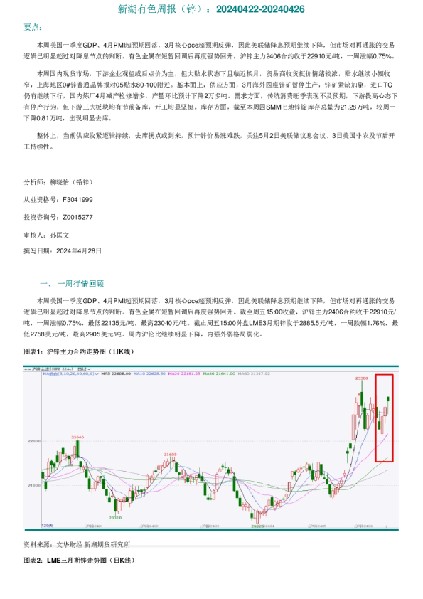 新湖有色周报（锌）：20240422-20240426