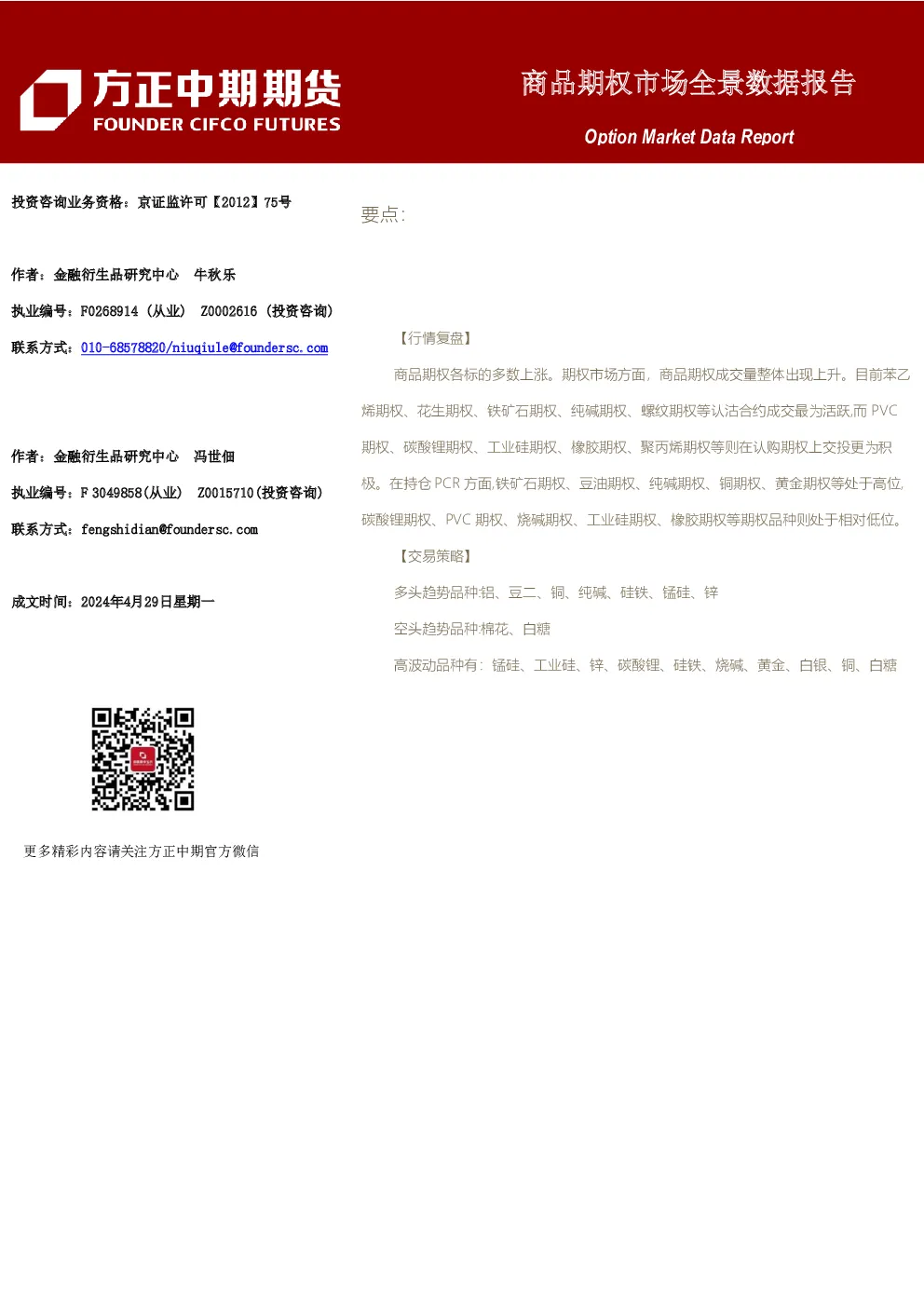 商品期权市场全景数据报告