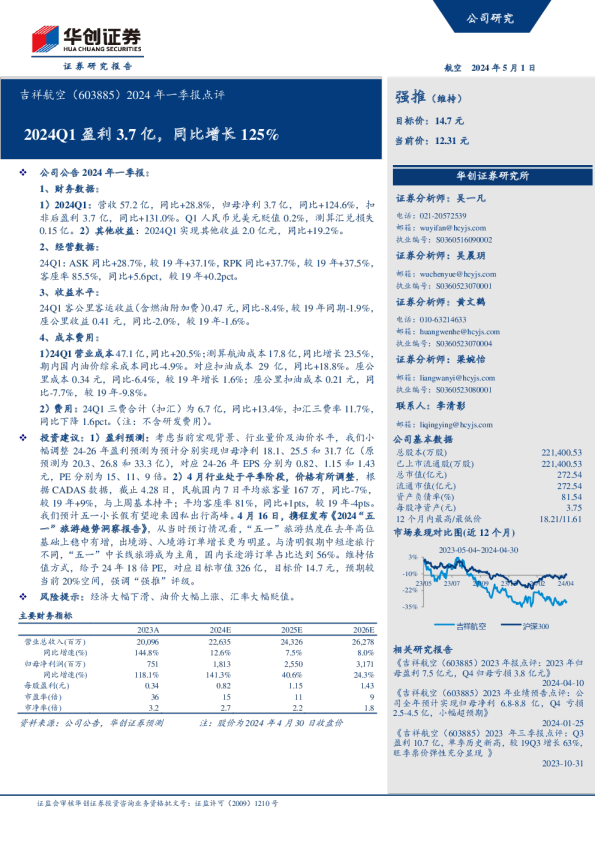 2024Q1盈利3.7亿，同比增长125%