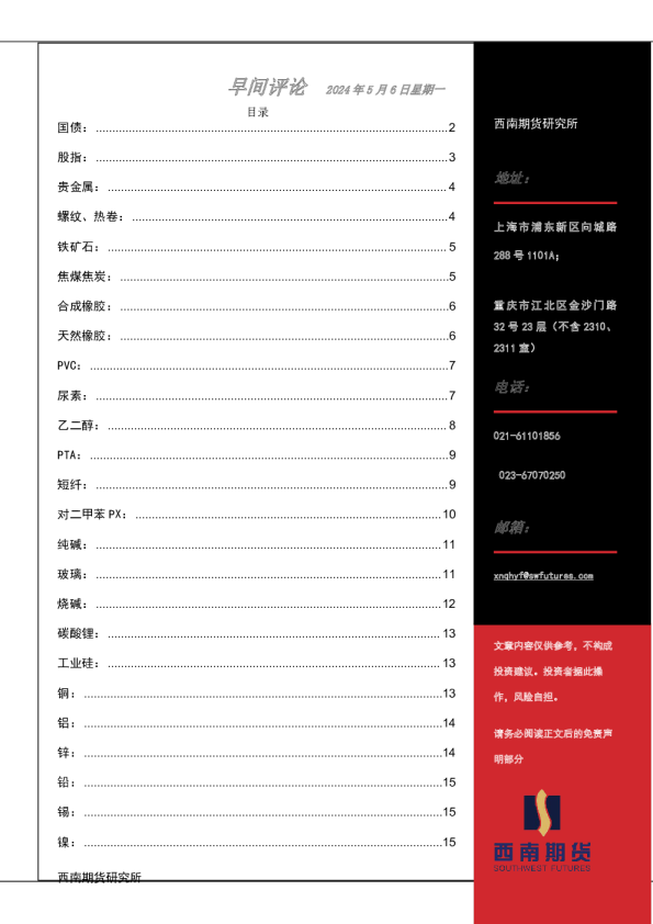 西南期货早间评论