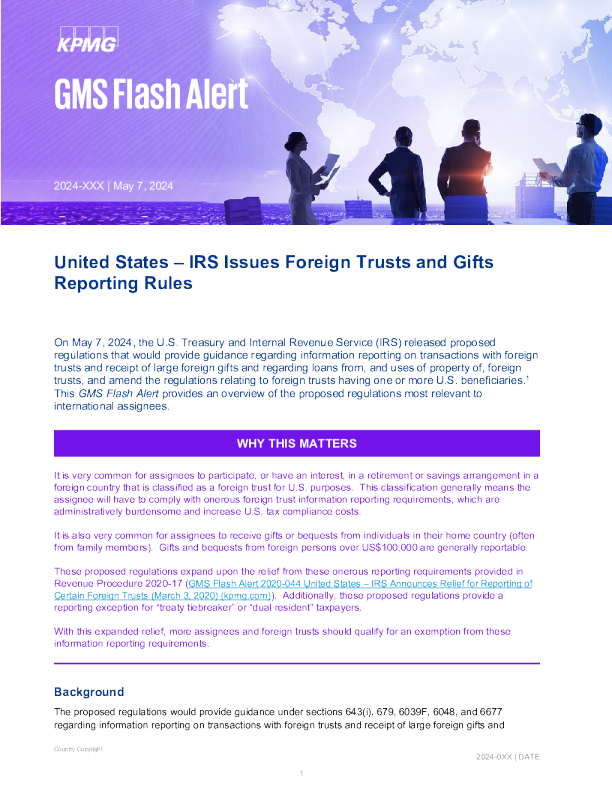 美国国税局发布外国信托和礼品报告规则