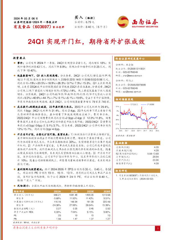 24Q1实现开门红,期待省外扩张成效