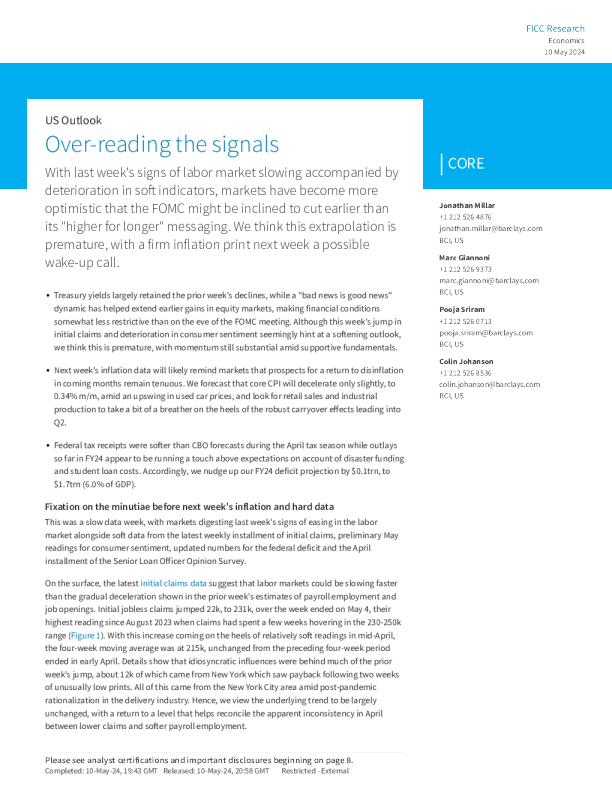 巴克莱 _ 美国 _ Outlook _ Over _ reading _ the _ signals