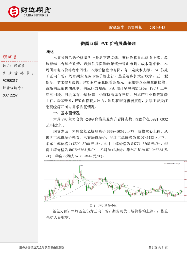 PVC周报：供需双弱 PVC价格震荡整理