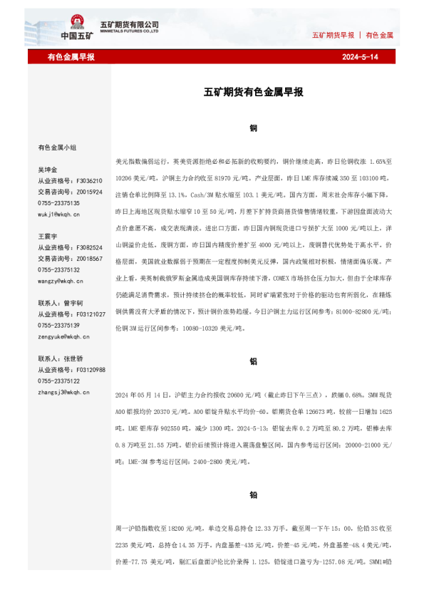 有色金属早报