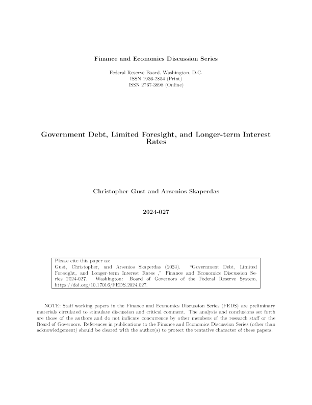 美联储政府债务、有限的远见和长期利率