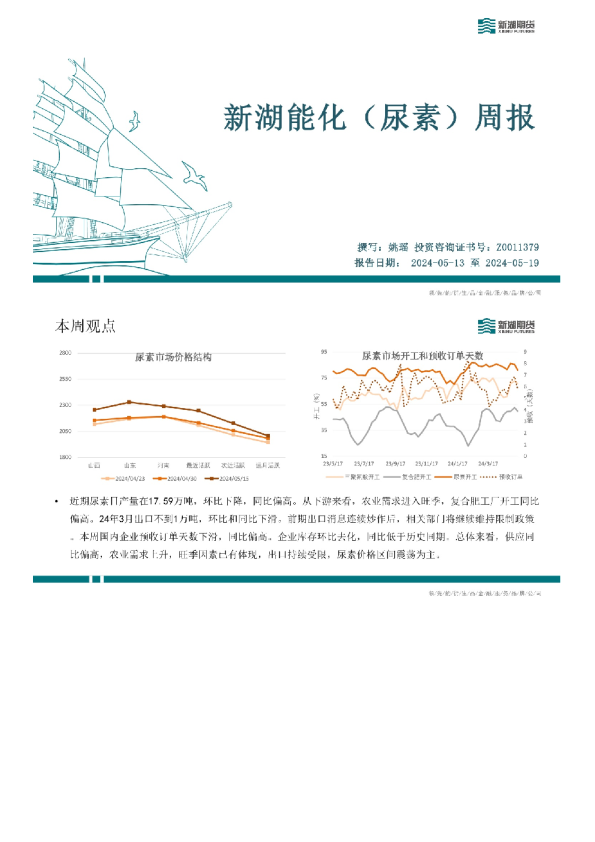新湖能化（尿素）周报