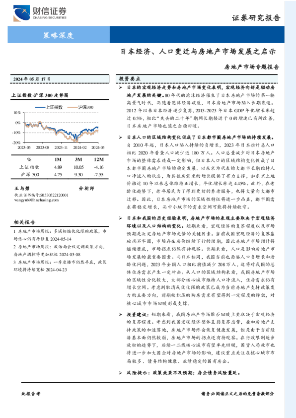 房地产市场专题报告：日本经济、人口变迁与房地产市场发展之启示
