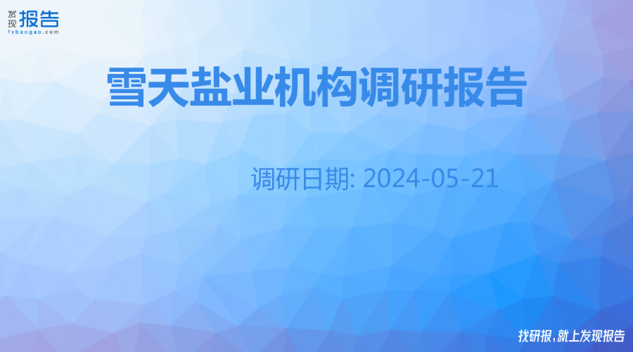 雪天盐业机构调研纪要