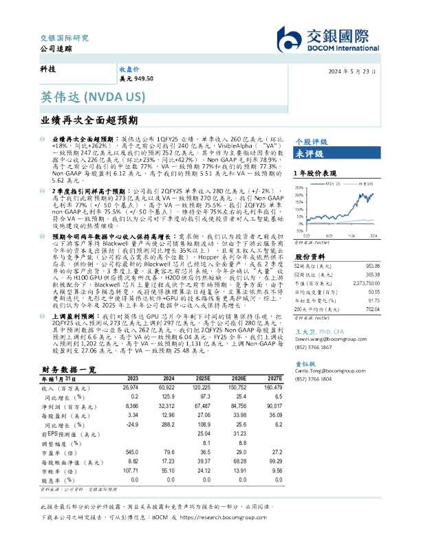 业绩再次全面超预期