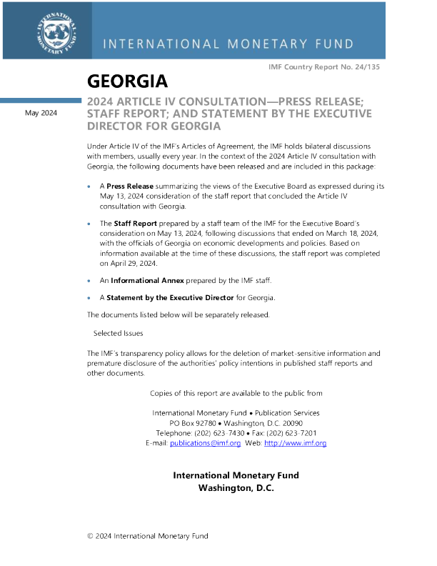 Georgia: 2024 Article IV Consultation Press Release Staff Report and