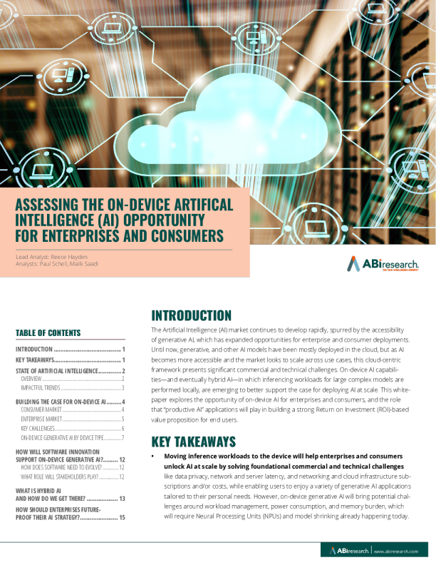 评估企业和消费者的设备上人工智能 (AI) 机会