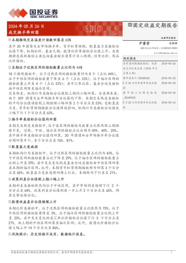 成交换手率回落