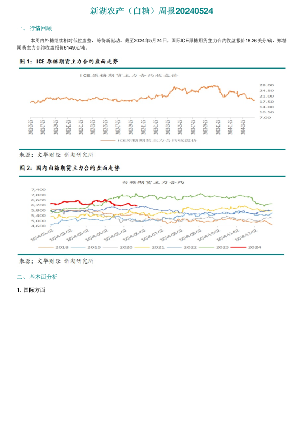 新湖农产（白糖）周报20240524