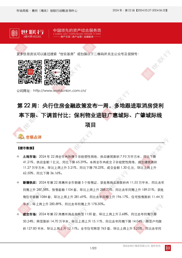 .03_惠州2024年第22周房地产市场周报