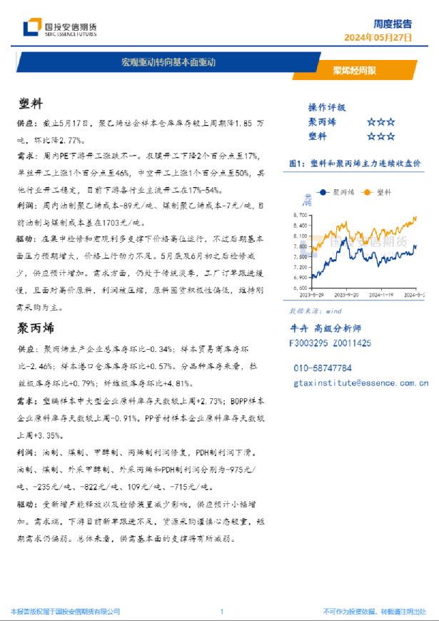 聚烯烃周报：宏观驱动转向基本面驱动