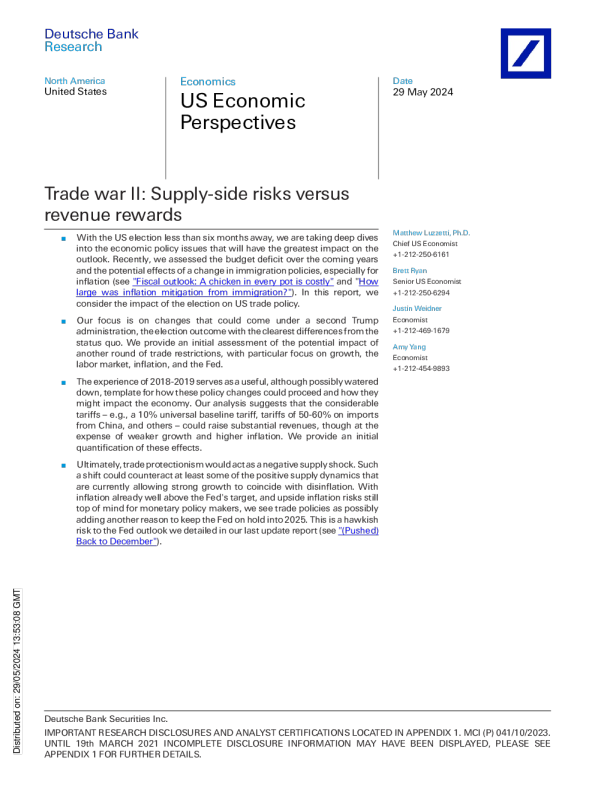 贸易战 II ： 供给侧风险与收入回报