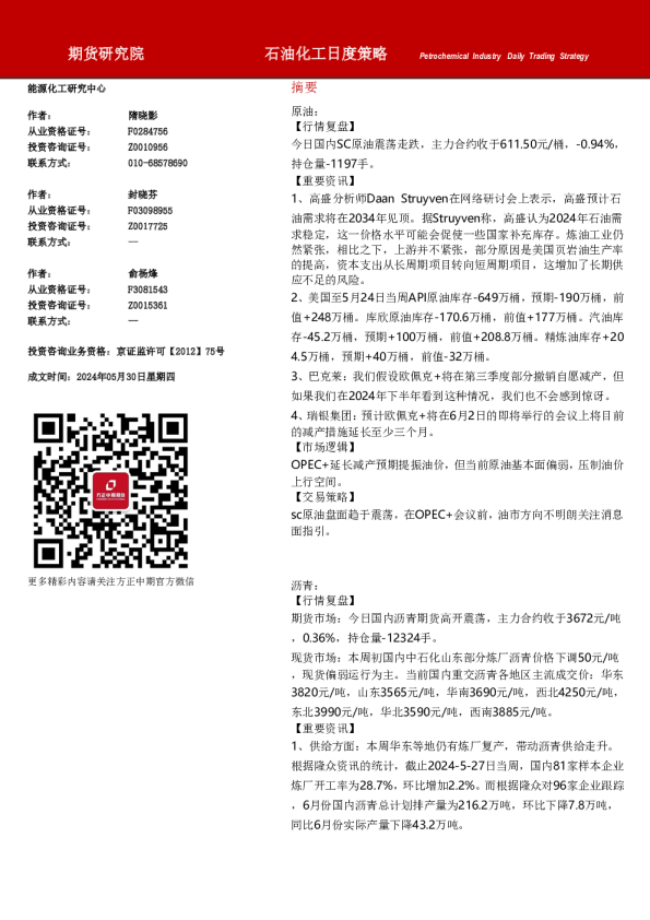 石油化工日度策略