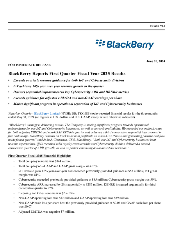 2025 年第一季度 - 季度业绩
