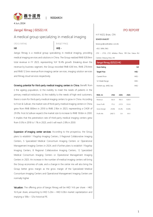 一个专门从事医学影像的医疗集团