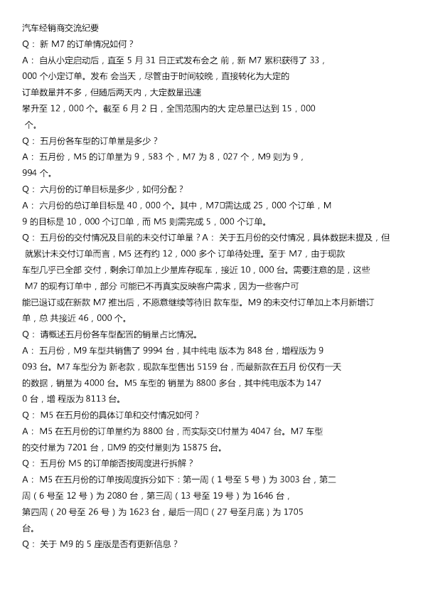 汽车经销商交流纪要20240606