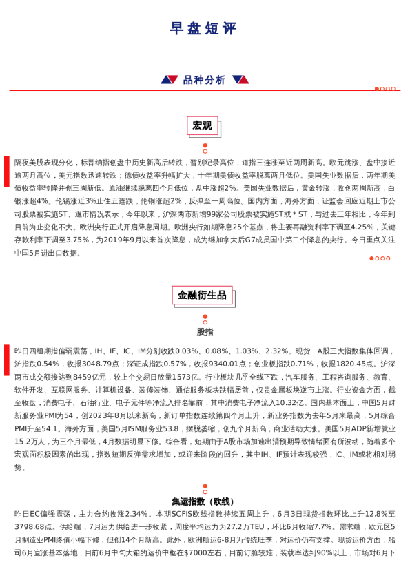 上海中期期货——早盘策略20240607