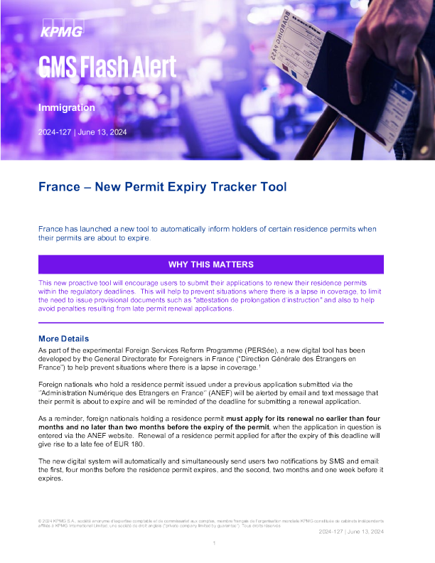 法国 - 新的许可证到期跟踪工具