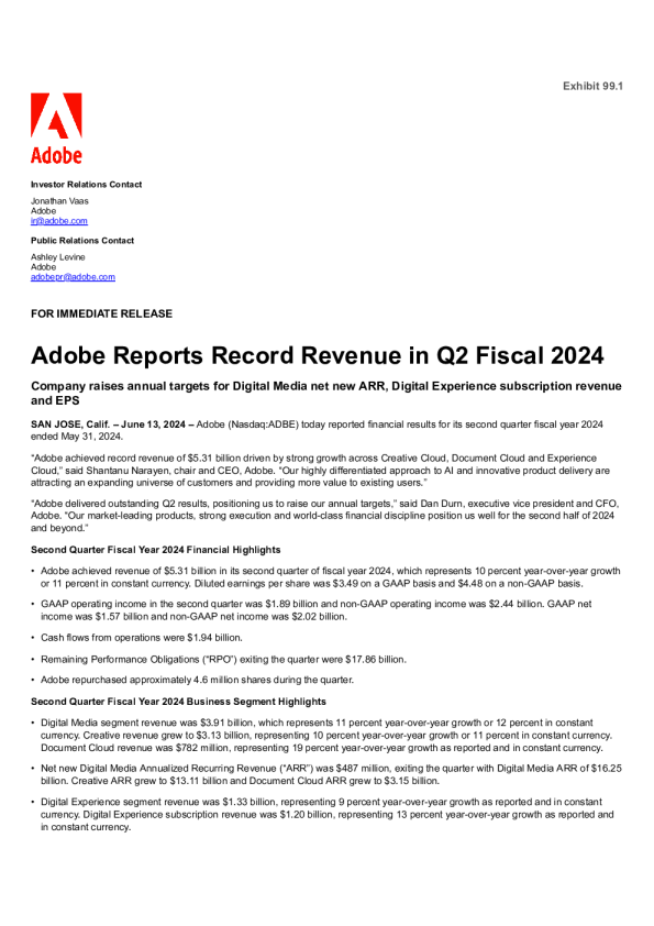 2024 年第二季度 - 季度业绩