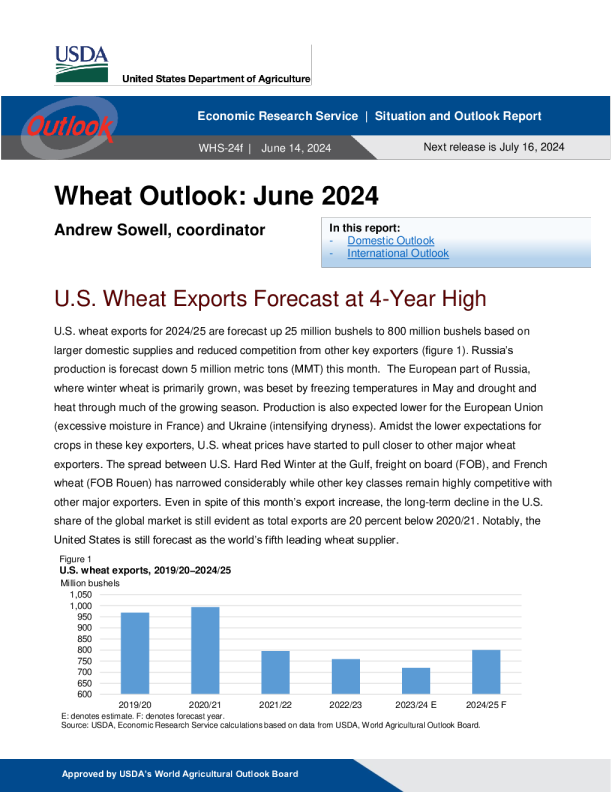美国农业部小麦展望 2024.06. 14