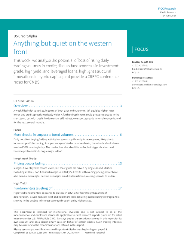 巴克莱美国信贷阿尔法任何东西 ， 但在西线安静