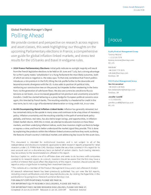 巴克莱全球投资组合经理的摘要民意调查 Ahea