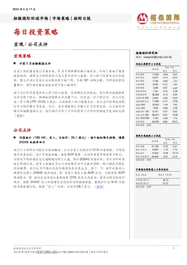 招银国际每日投资策略