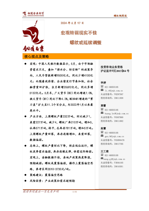 宏观转弱现实不佳，螺纹或延续调整