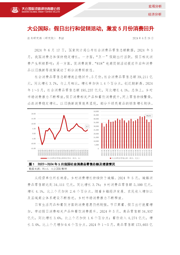 假日出行和促销活动，激发5月份消费回升