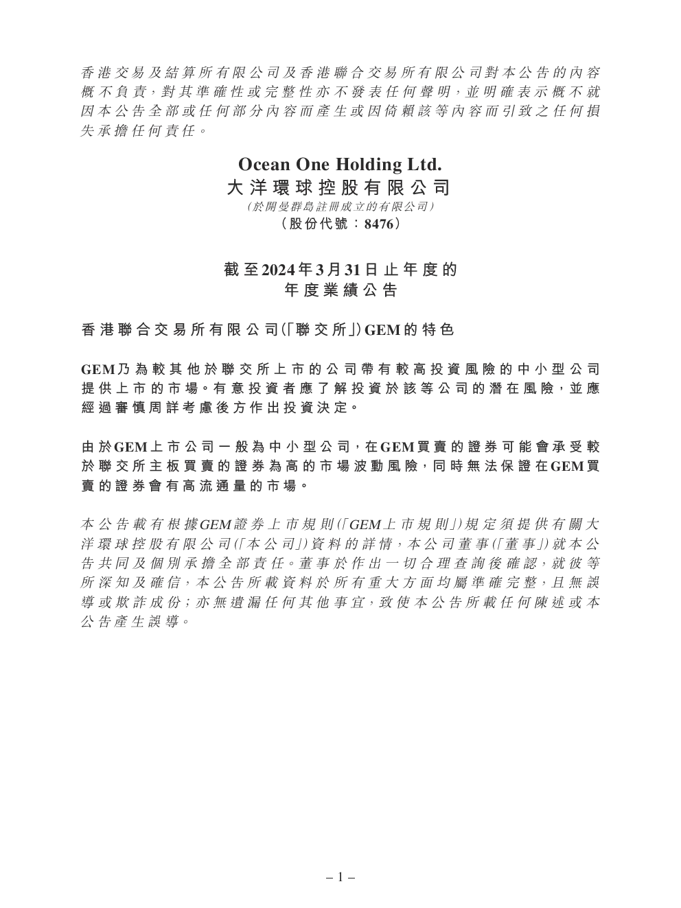  2024 - 年度业绩