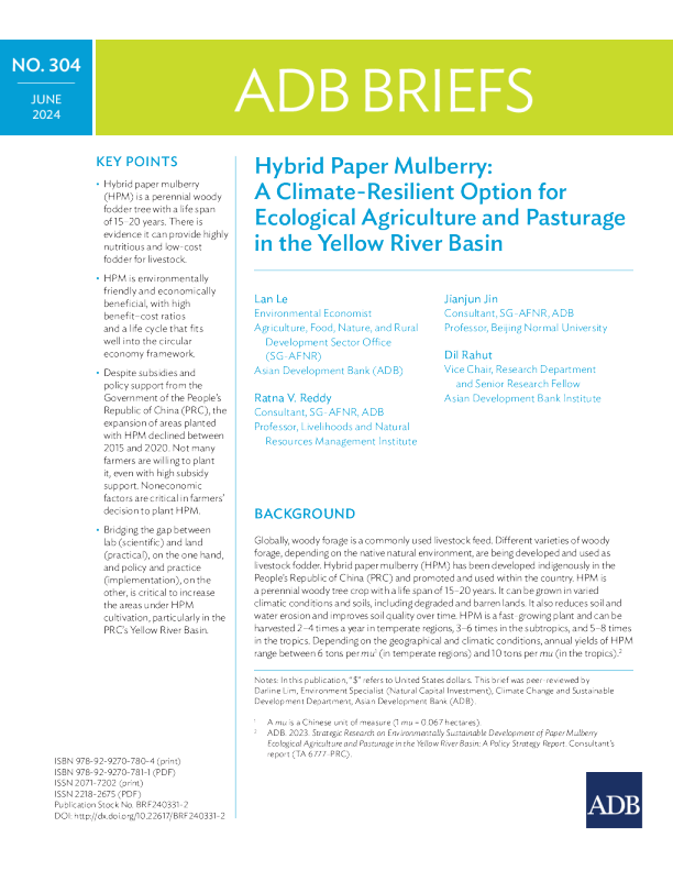 混合纸桑树 : 黄河流域生态农业和牧草的气候弹性选择