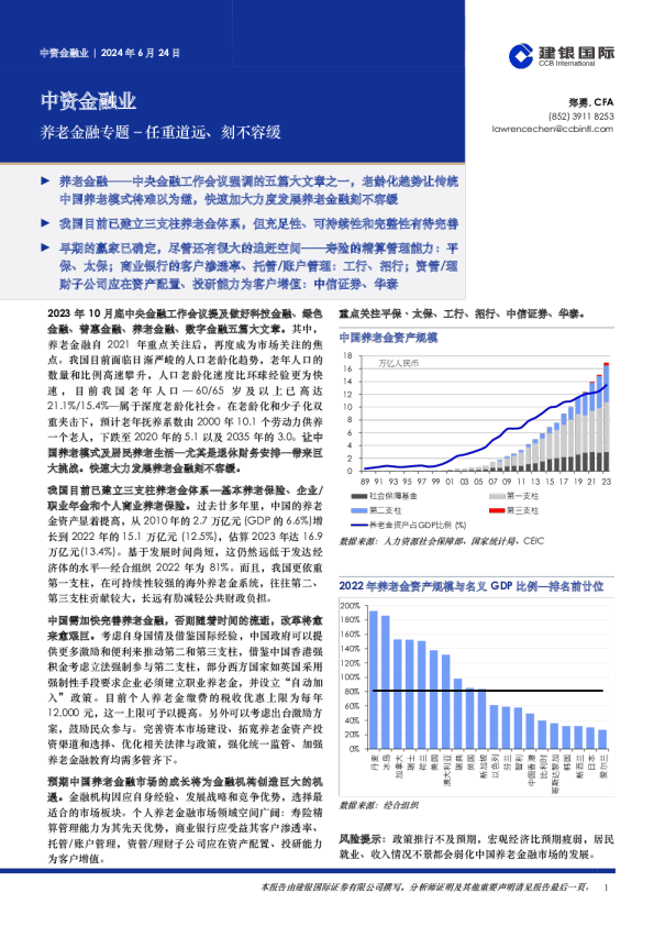 中资金融业：养老金融专题–任重道远、刻不容缓