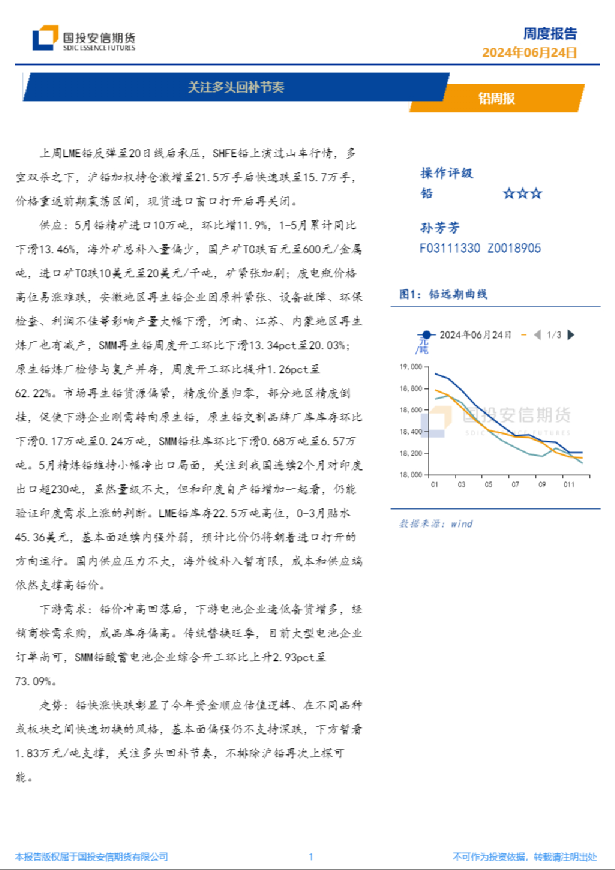 铅周报：关注多头回补节奏