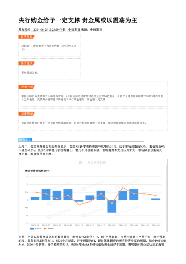 央行购金给予一定支撑 贵金属或以震荡为主
