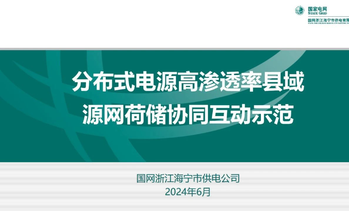 分布式电源高渗透率县域源网荷储协同互动示范