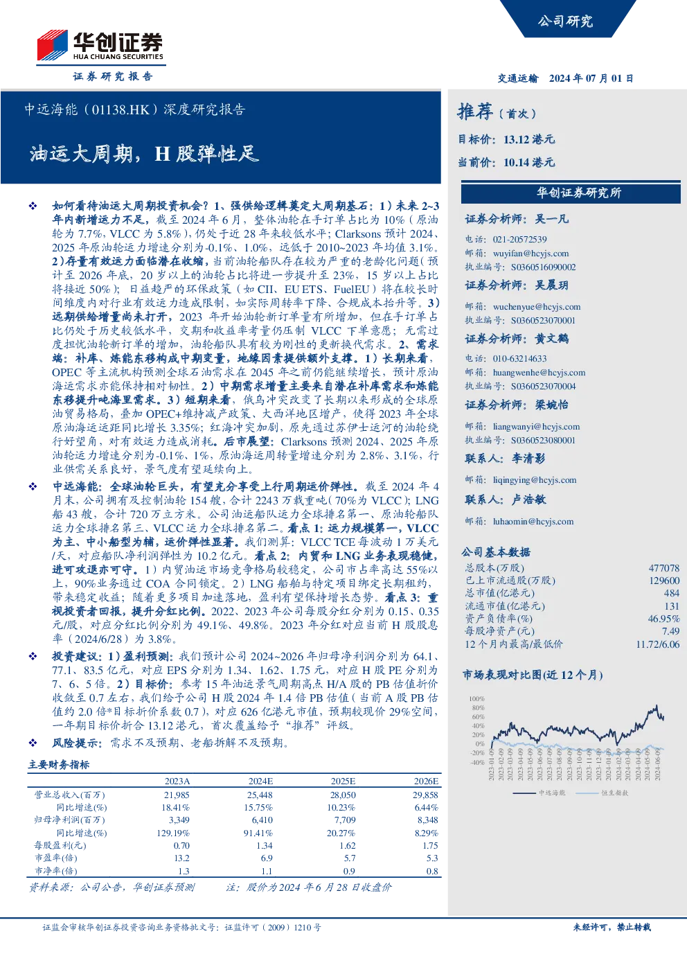 深度研究报告：油运大周期，H股弹性足
