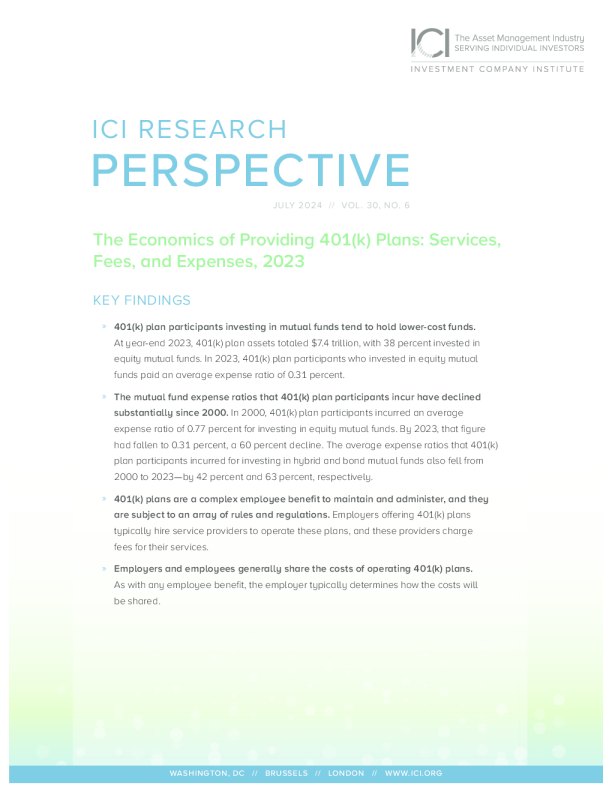 提供 401 (K) 计划的经济学 ： 服务、费用和开支 ， 2023 年