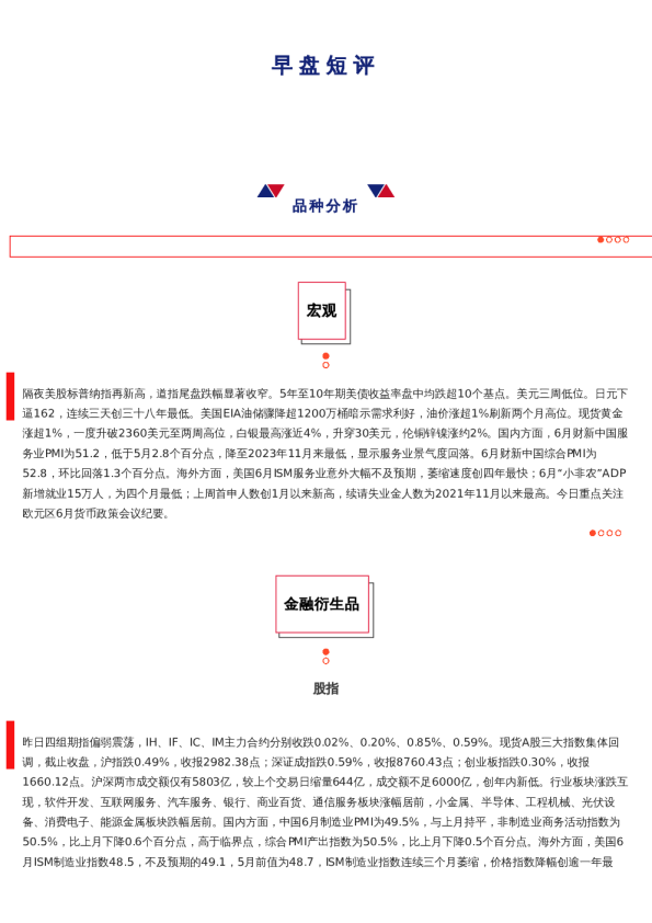 上海中期期货——早盘策略20240704