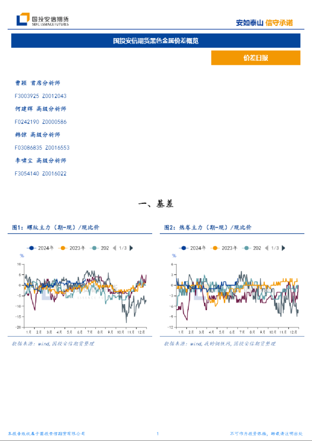 黑色金属价差概览