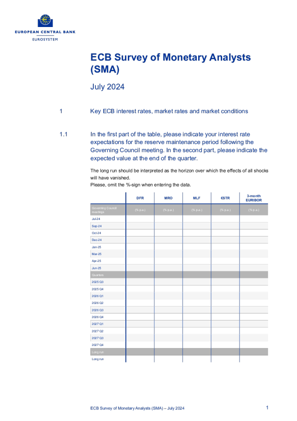 欧洲央行欧洲央行货币分析师调查