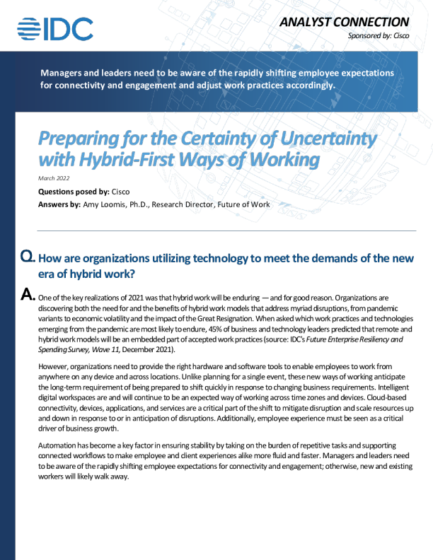 思科为不确定性做准备